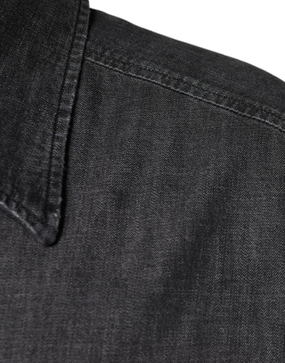 Camisa vaquera de algodón con botones y logotipo negro