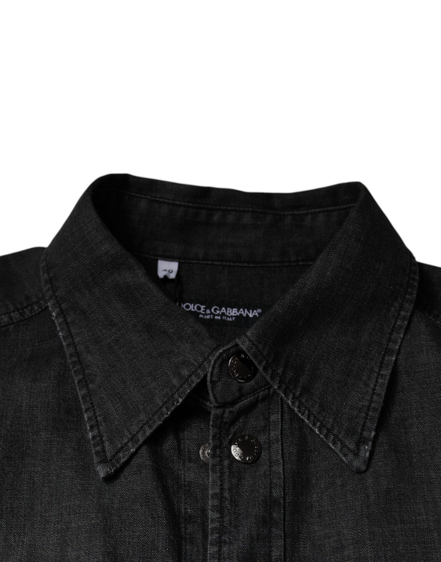 Camisa vaquera de algodón con botones y logotipo negro