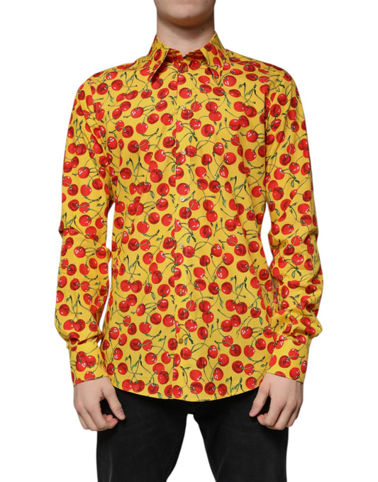 Camisa de vestir MARTINI de algodón color cereza amarillo