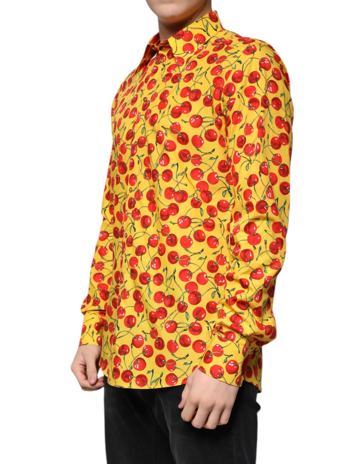 Camisa de vestir MARTINI de algodón color cereza amarillo