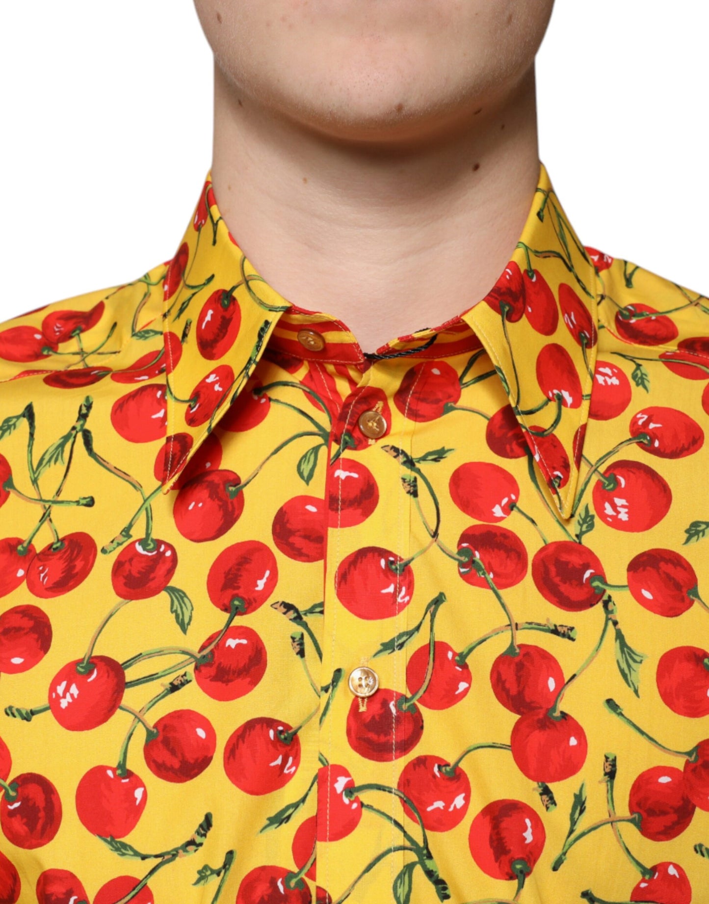 Camisa de vestir MARTINI de algodón color cereza amarillo