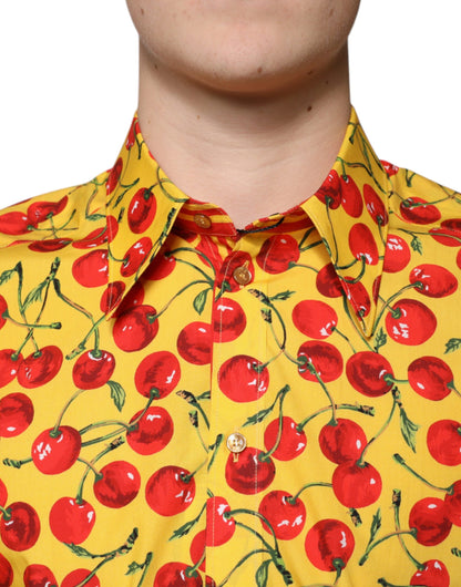 Camisa de vestir MARTINI de algodón color cereza amarillo