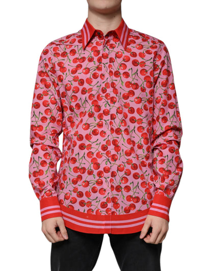 Camisa formal MARTINI de algodón color cereza rosa