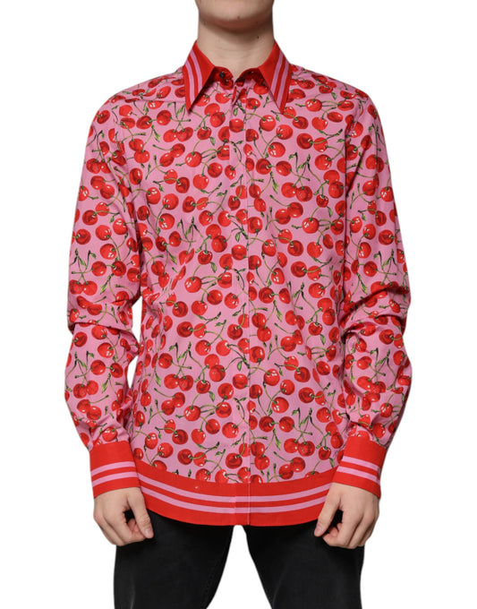 Camisa formal MARTINI de algodón color cereza rosa