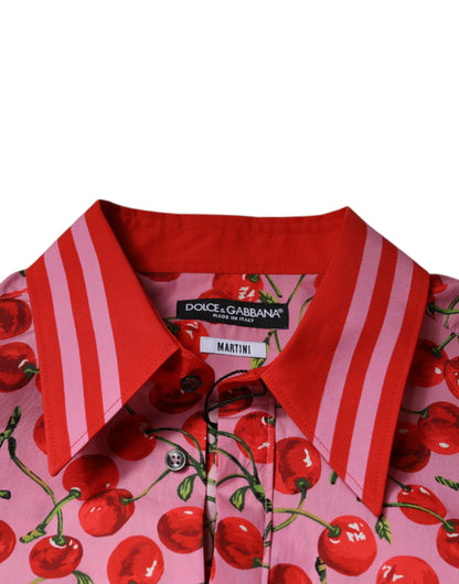 Camisa formal MARTINI de algodón color cereza rosa