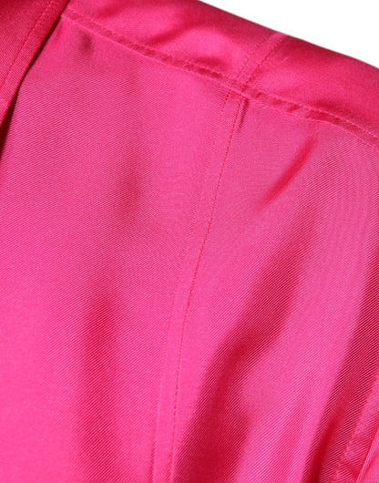 Camisa de seda rosa con cuello y botones para hombre