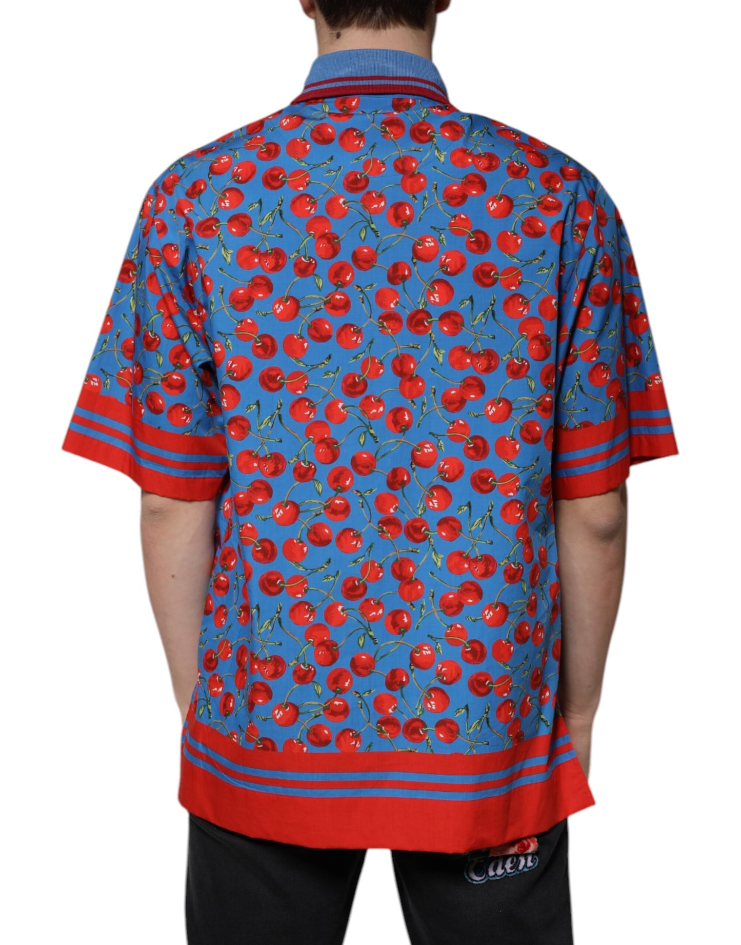 Polo de algodón con cuello azul cereza para hombre