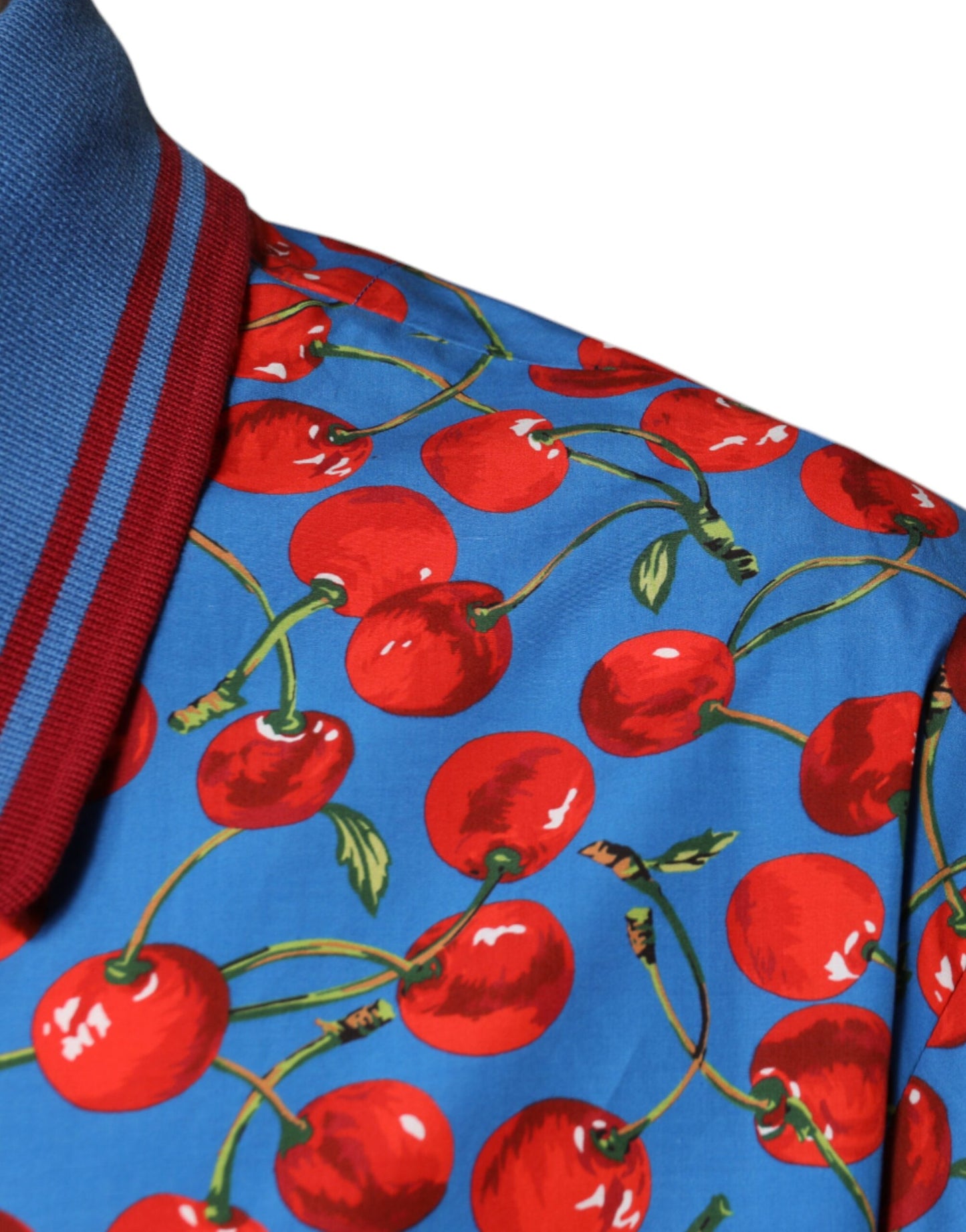 Polo de algodón con cuello azul cereza para hombre