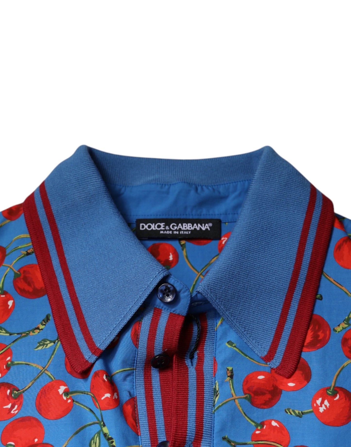 Polo de algodón con cuello azul cereza para hombre