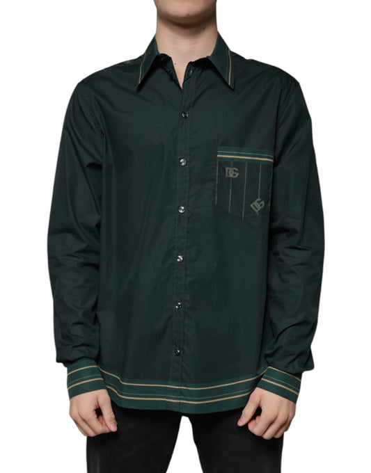 Camisa casual MARTINI de manga larga con logotipo verde