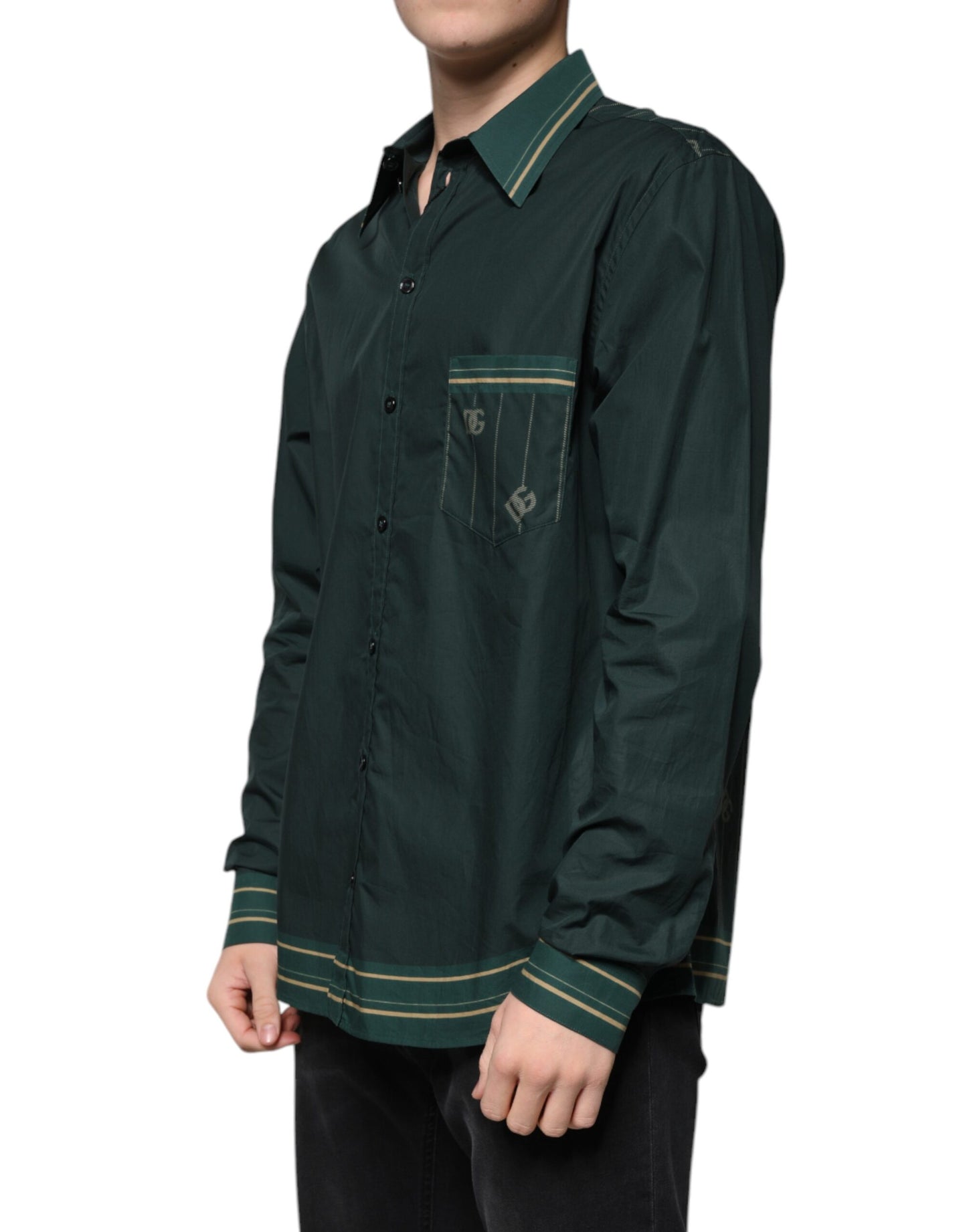 Camisa casual MARTINI de manga larga con logotipo verde