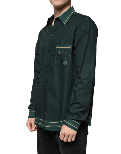 Camisa casual MARTINI de manga larga con logotipo verde