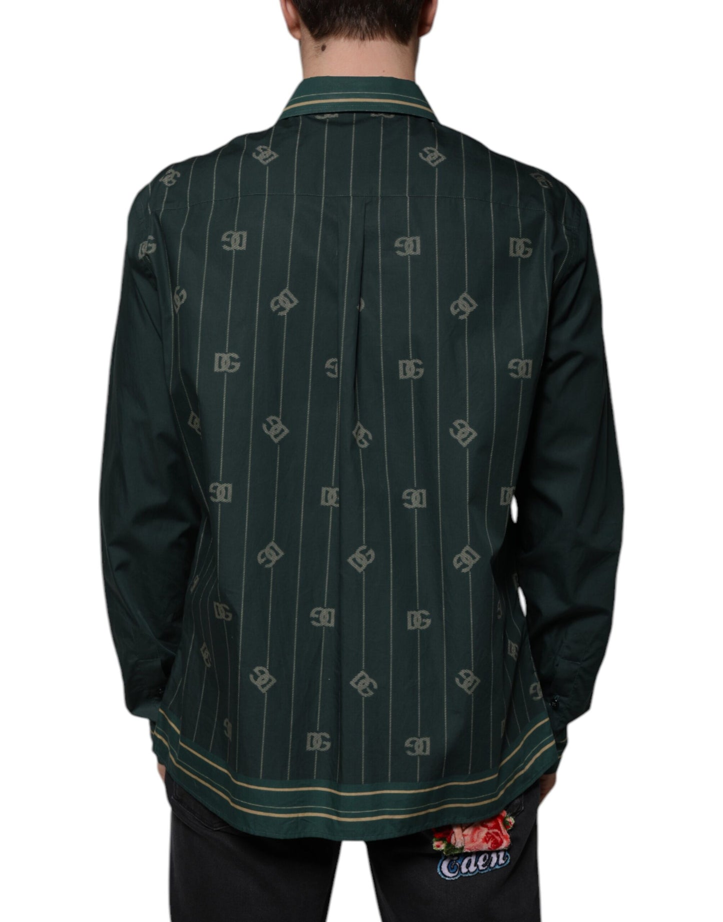 Camisa casual MARTINI de manga larga con logotipo verde