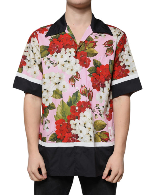 Camisa informal con botones y estampado floral multicolor