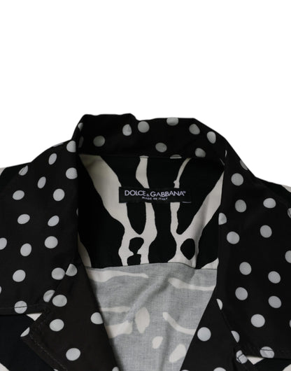 Camisa oversize con botones de cebra en blanco y negro
