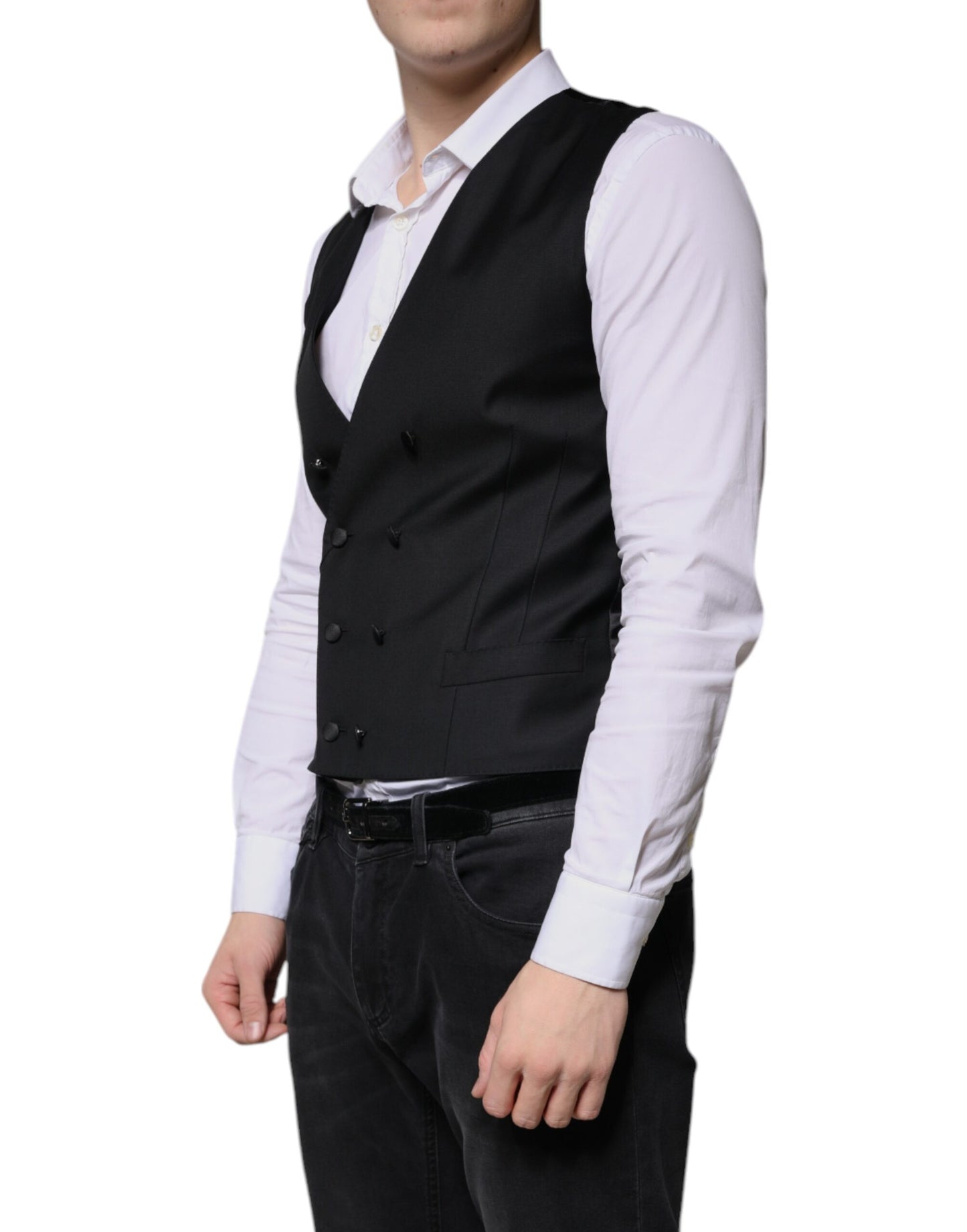 Chaleco formal de lana negra para hombre