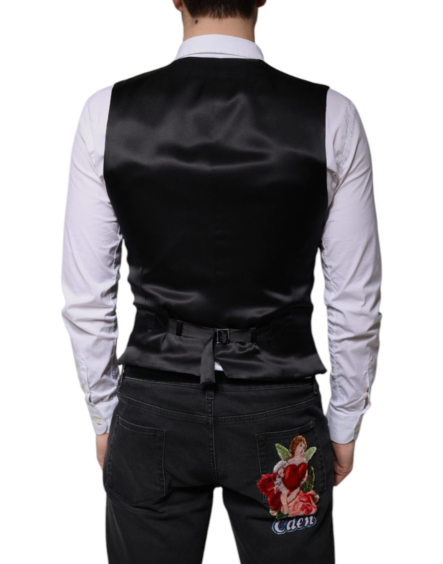 Chaleco formal de lana negra para hombre