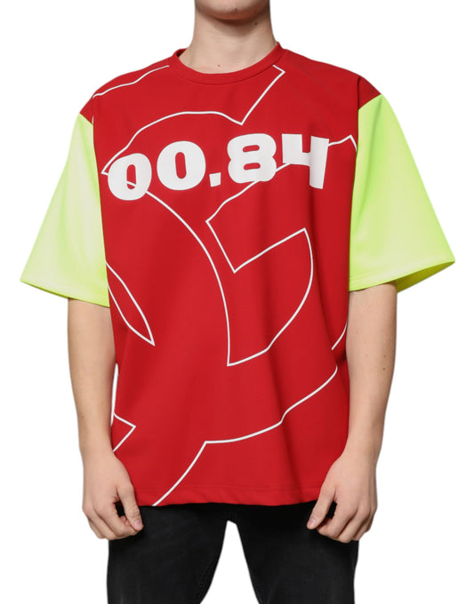 Camiseta de algodón con cuello redondo y logotipo multicolor para hombre