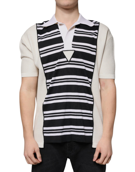 Camiseta polo con cuello de rayas multicolor