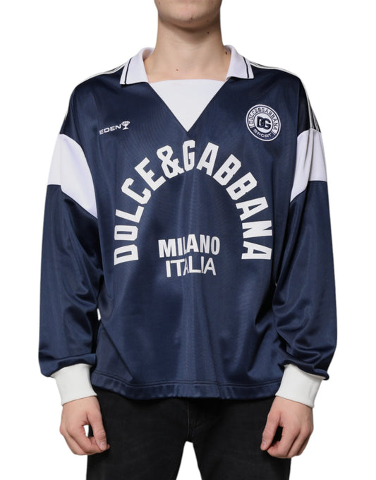 Camiseta de manga larga azul y blanca de Milán
