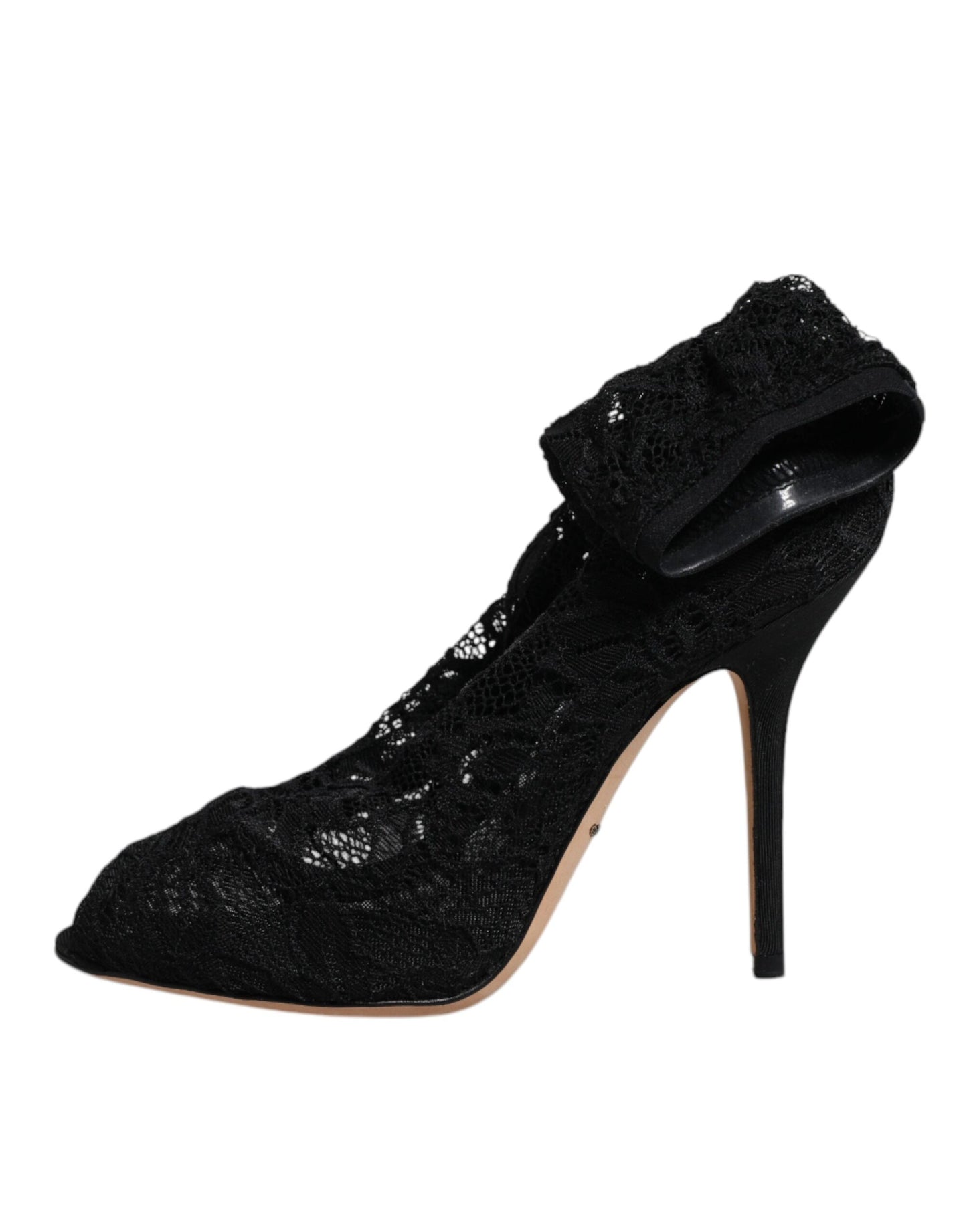 Botas de media pantorrilla con tacones elásticos y encaje negro