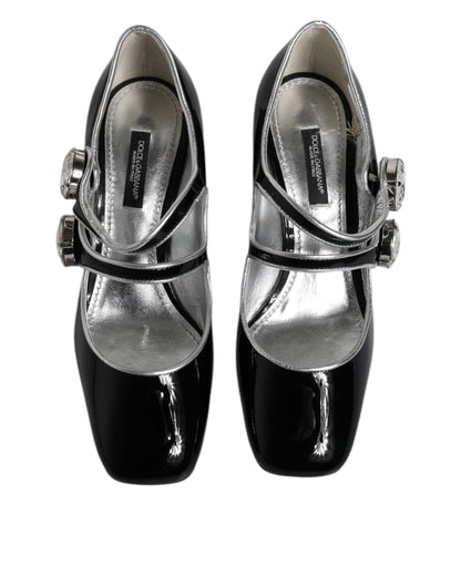 Zapatos Mary Jane de charol negro con cristales