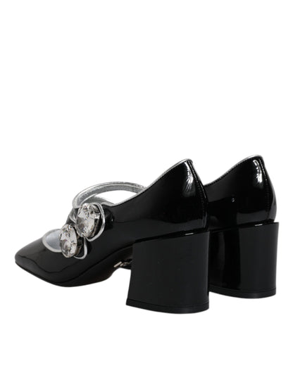 Zapatos Mary Jane de charol negro con cristales