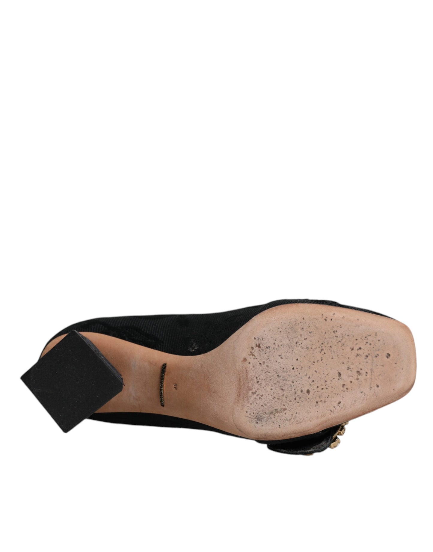 Zapatos de tacón con cristales y brocado negro