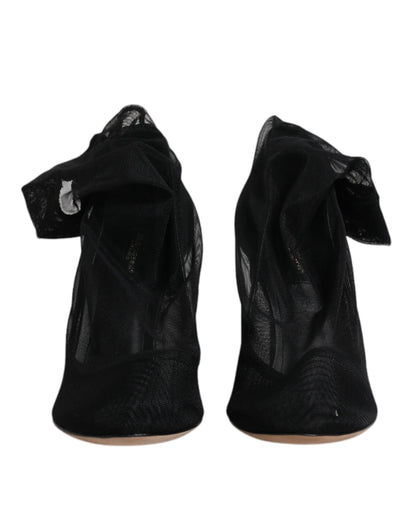 Botas tipo calcetín de malla elástica de nailon negro