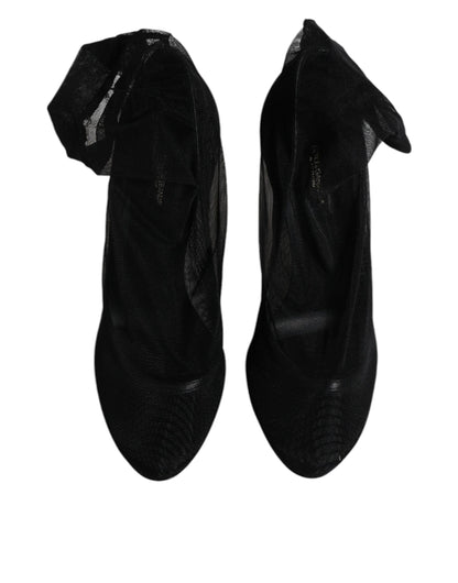 Botas tipo calcetín de malla elástica de nailon negro