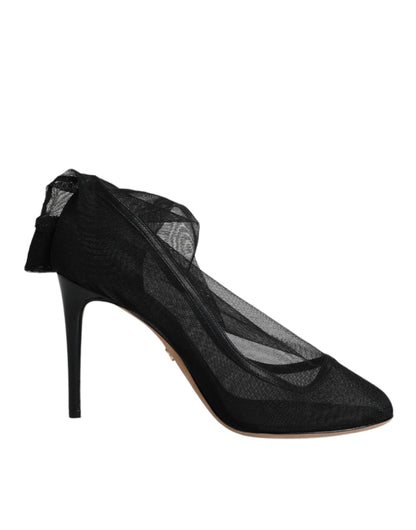 Botas tipo calcetín de malla elástica de nailon negro