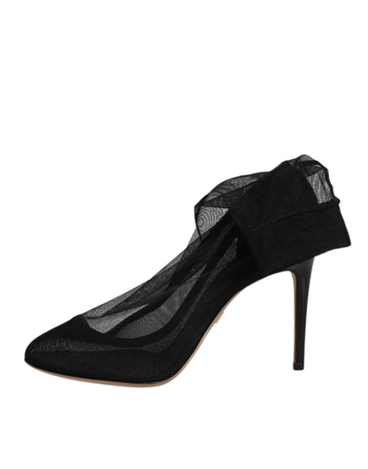Botas tipo calcetín de malla elástica de nailon negro