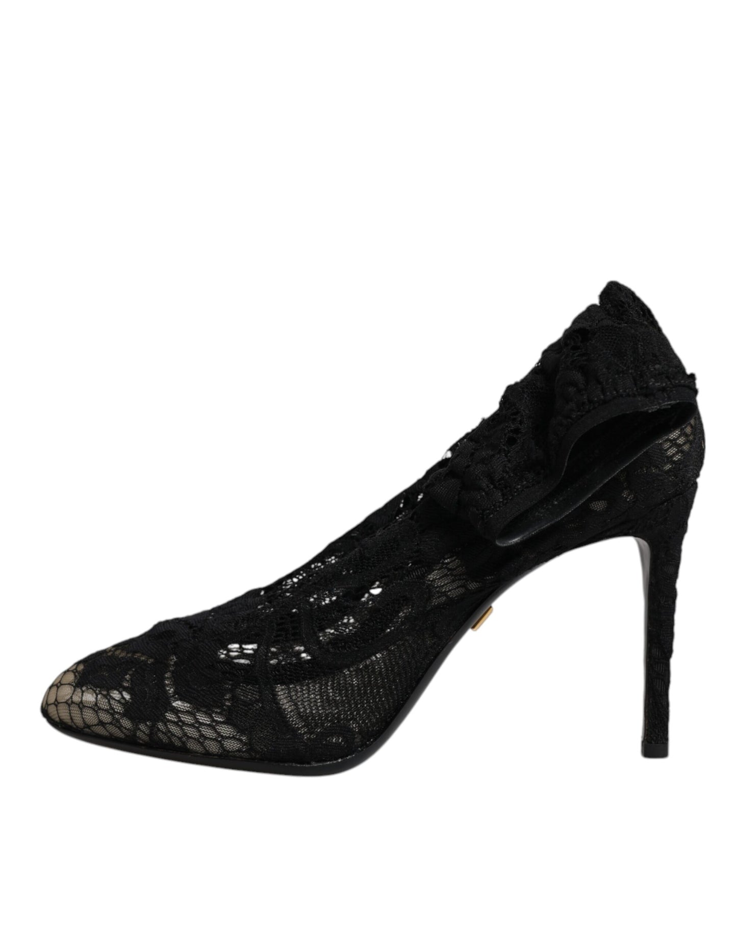 Botas de media pantorrilla con tacones elásticos y encaje negro