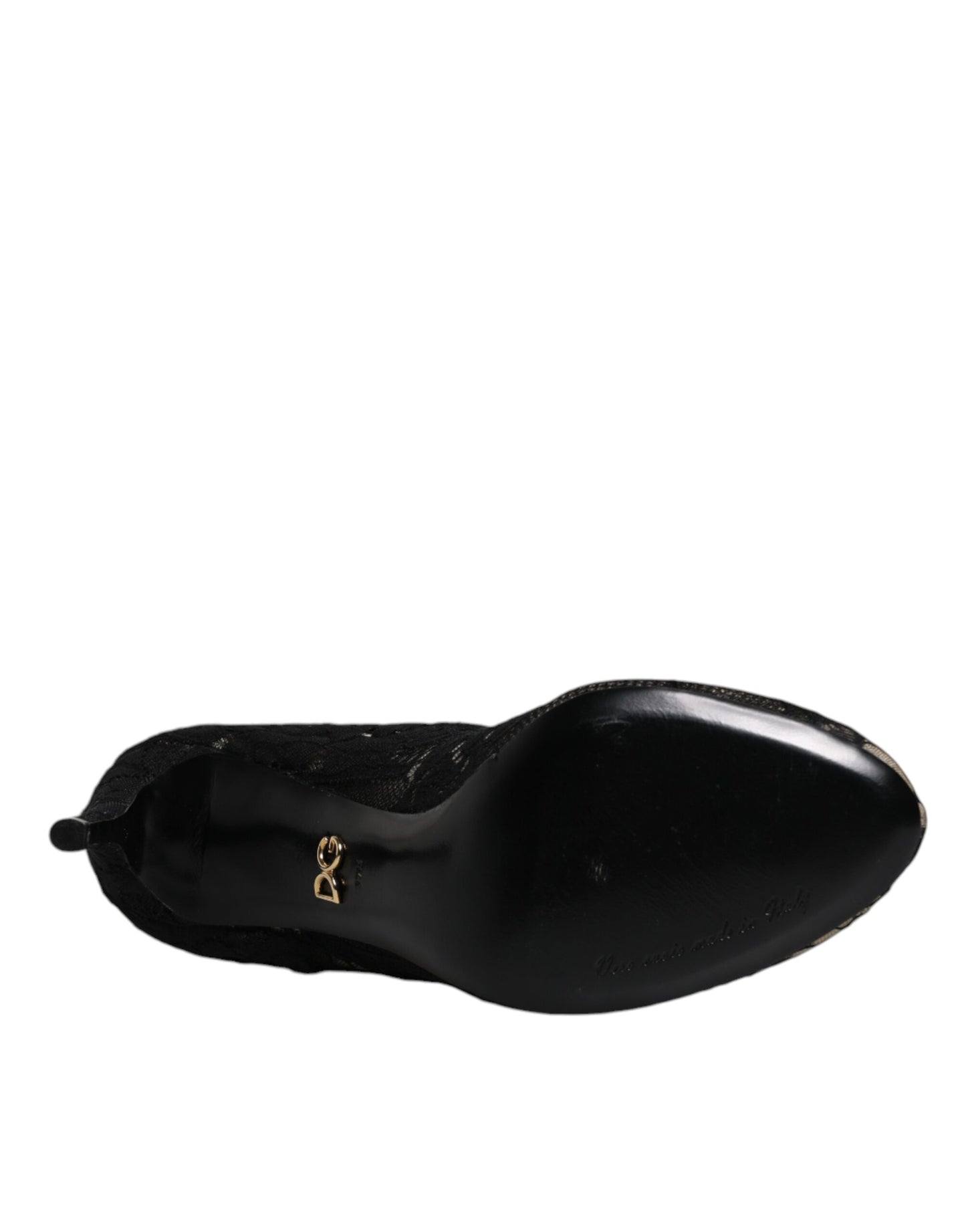Botas de media pantorrilla con tacones elásticos y encaje negro