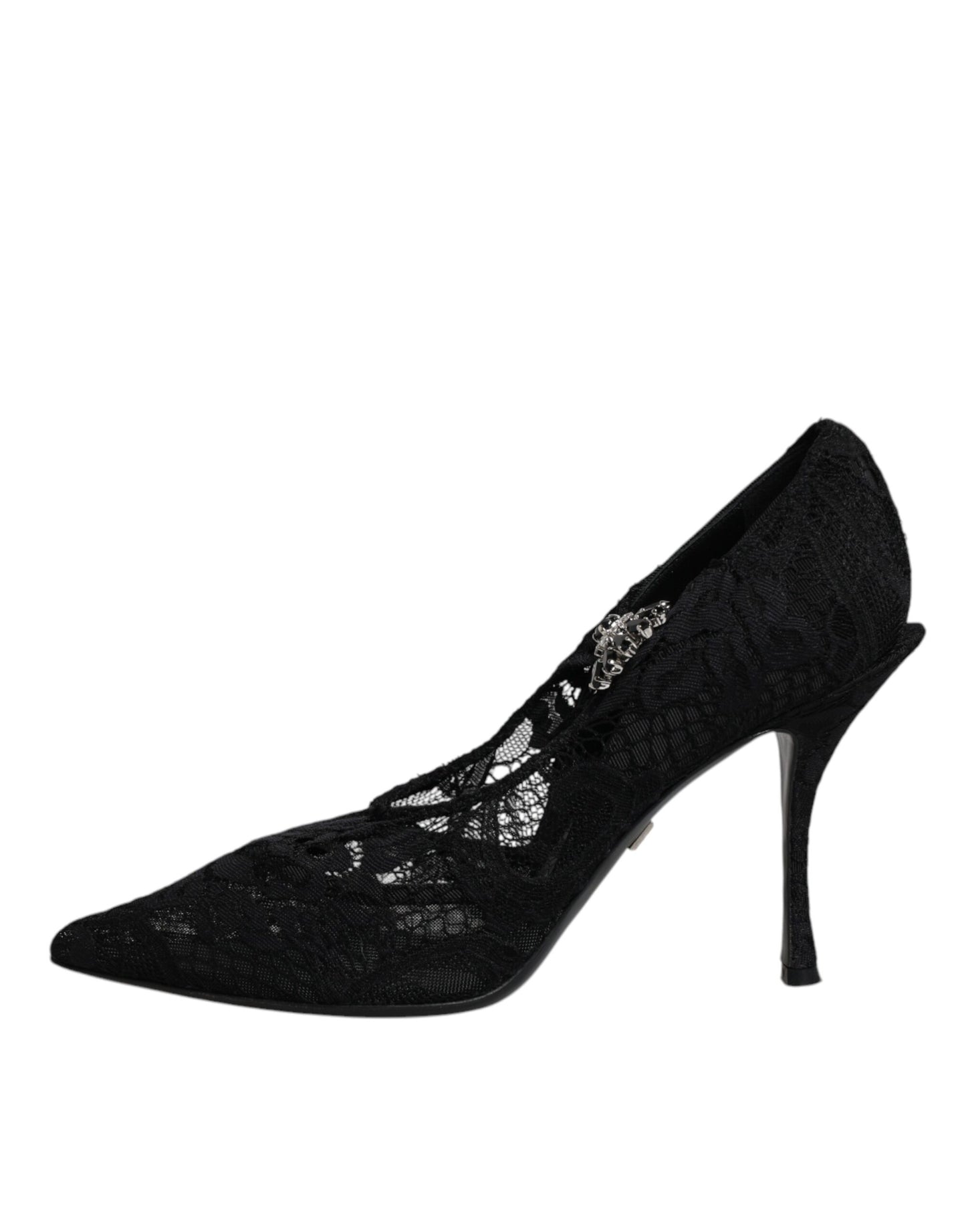 Zapatos Mary Jane con cristales y encaje negro