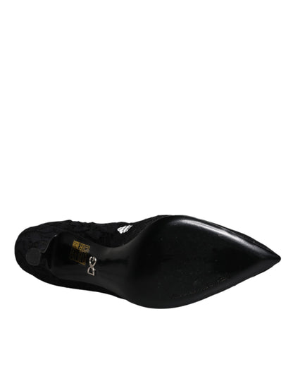 Zapatos Mary Jane con cristales y encaje negro