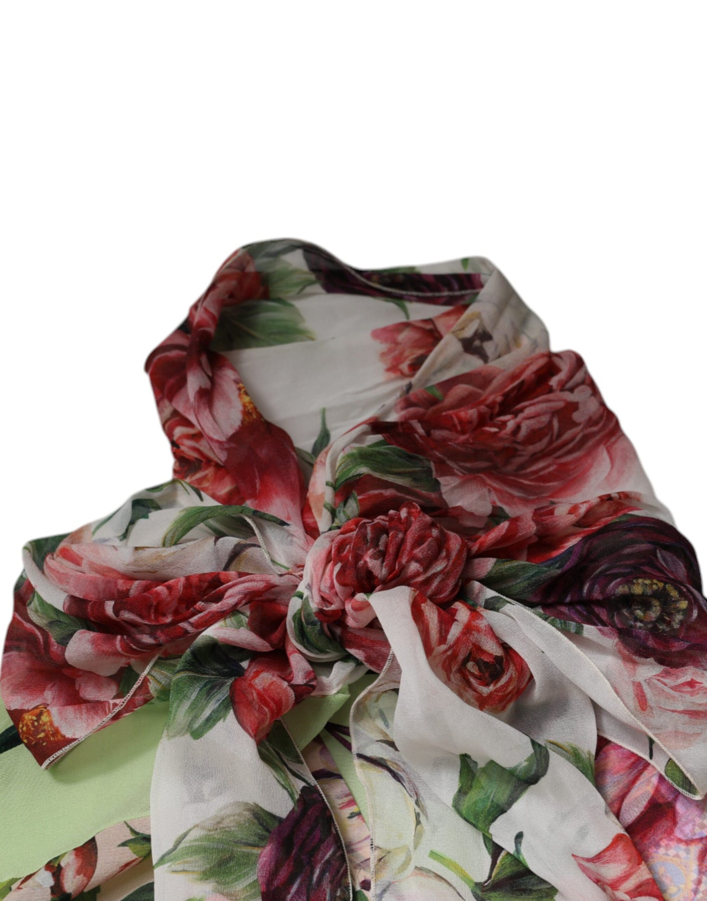 Top con cuello Ascot y patchwork floral multicolor