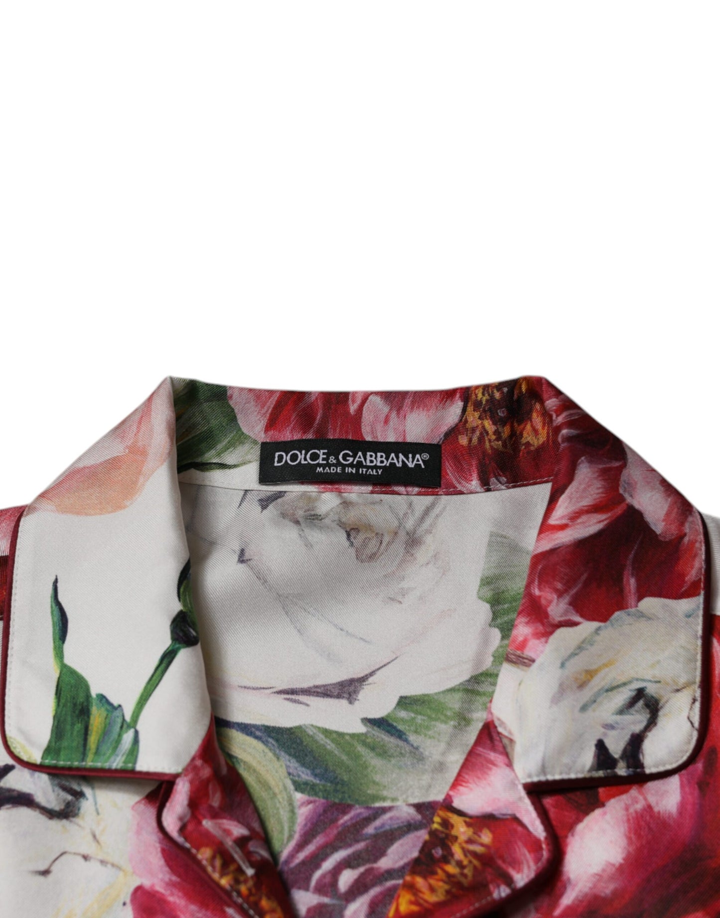 Blusa de seda blanca de peonía con mangas largas y cuello