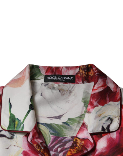 Blusa de seda blanca de peonía con mangas largas y cuello