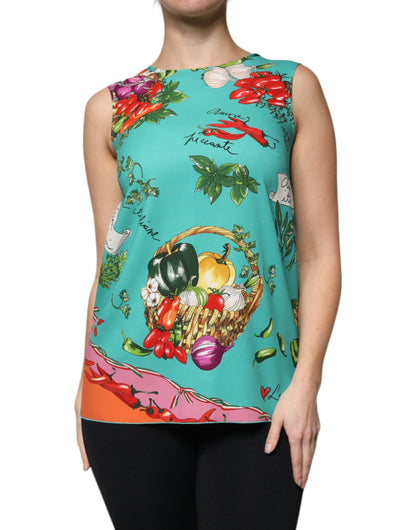Camiseta sin mangas con verduras multicolor