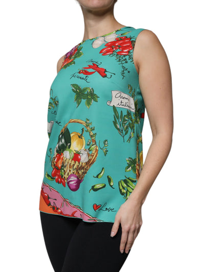Camiseta sin mangas con verduras multicolor
