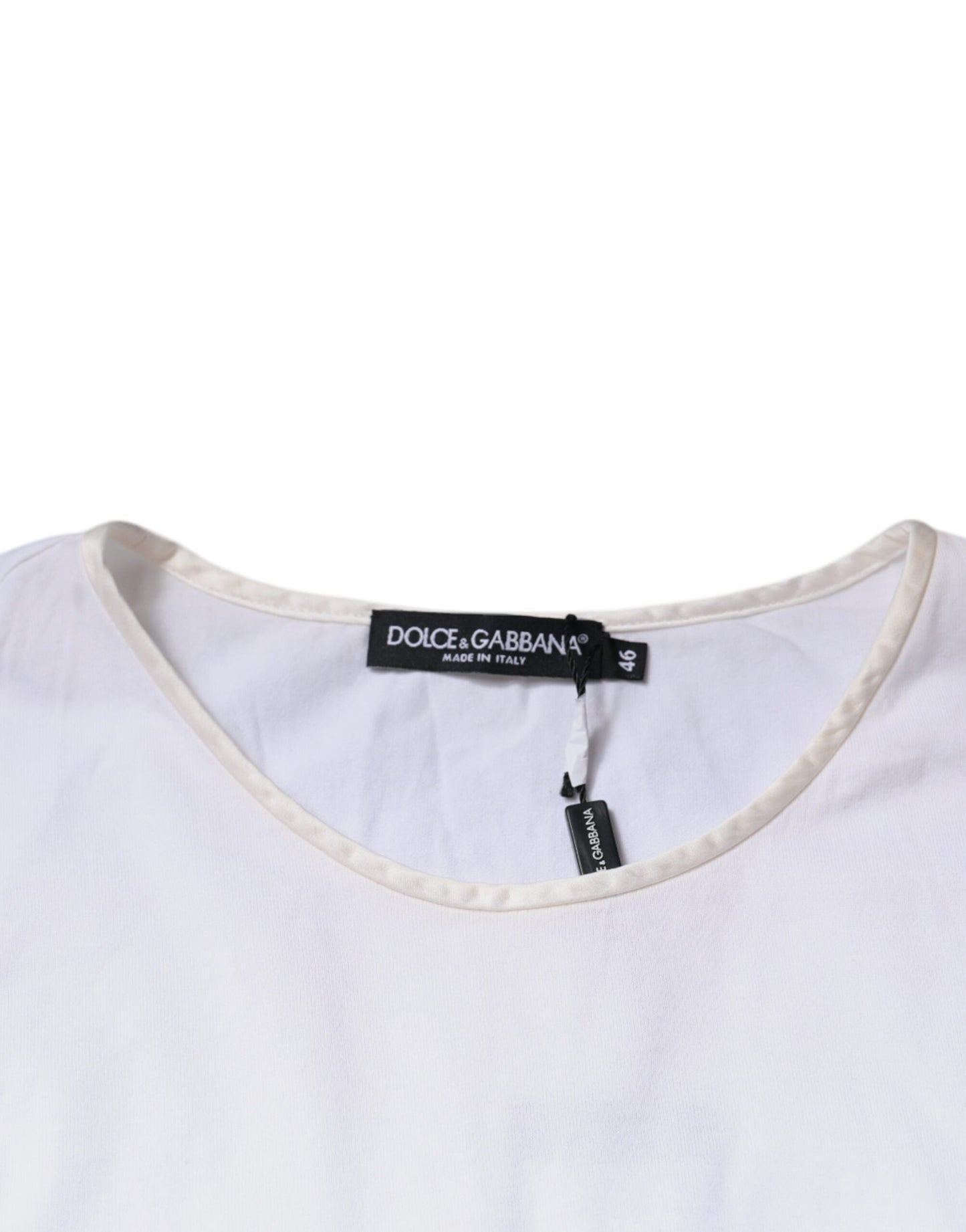 Blusa cruzada de cuello redondo de seda y algodón blanco