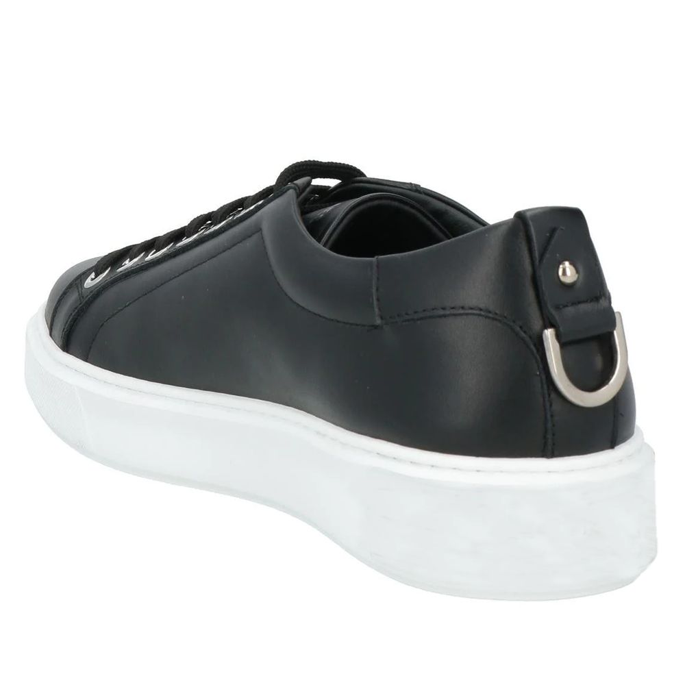 Zapatillas de piel de becerro negra para hombre