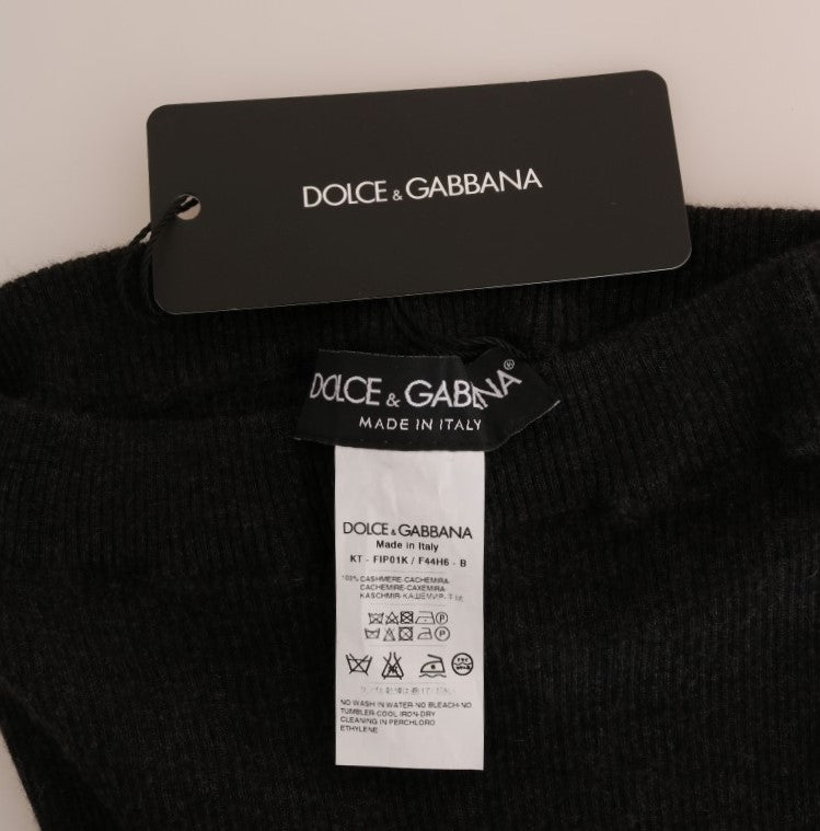 Elegantes pantalones de cintura alta de cachemira gris