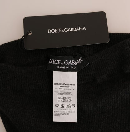 Elegantes pantalones de cintura alta de cachemira gris