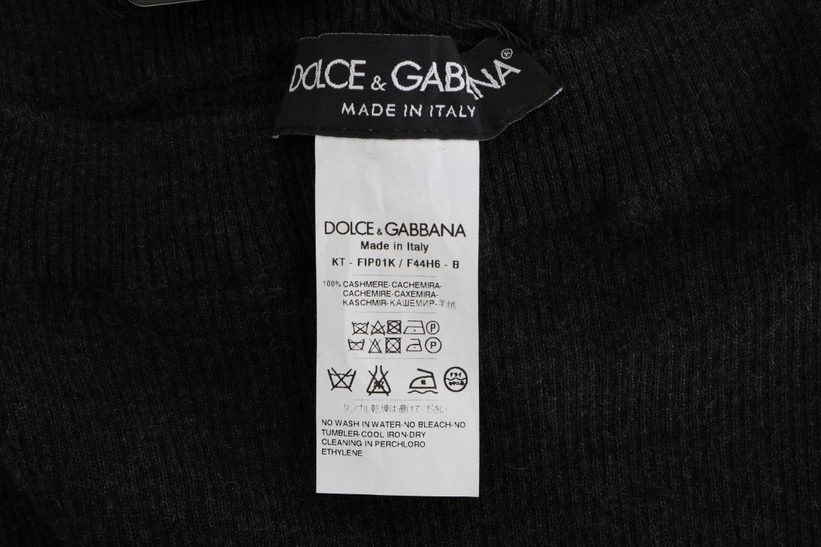 Elegantes pantalones de cintura alta de cachemira gris