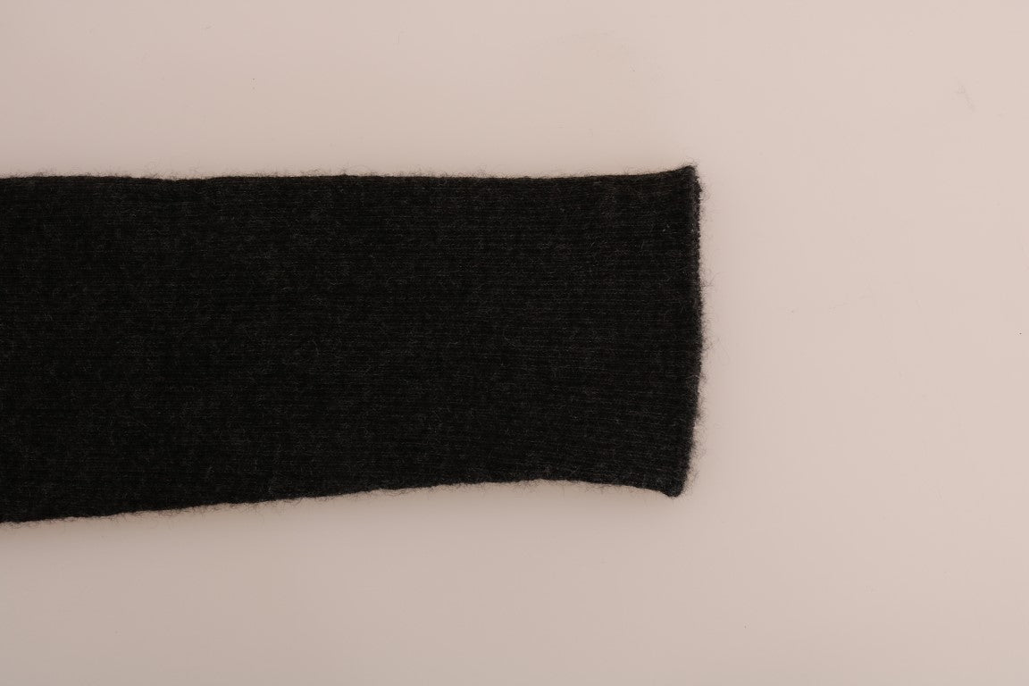 Elegantes pantalones de cintura alta de cachemira gris