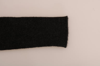 Elegantes pantalones de cintura alta de cachemira gris