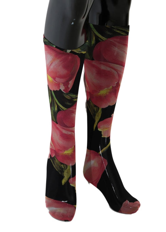 Medias elásticas de nailon con diseño floral