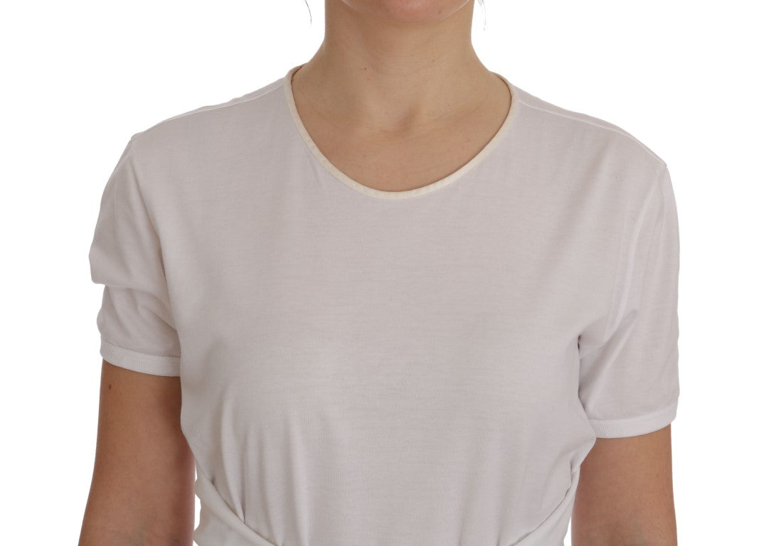 Elegante blusa blanca cruzada con detalles de cristal